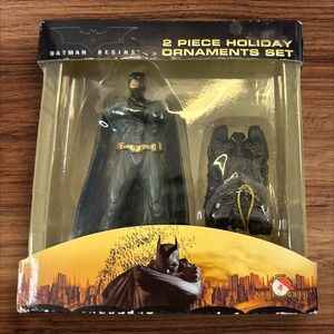 Batman Begins Holiday Ornaments‎ Set Kurt Adler 2-Piece Decoration New
